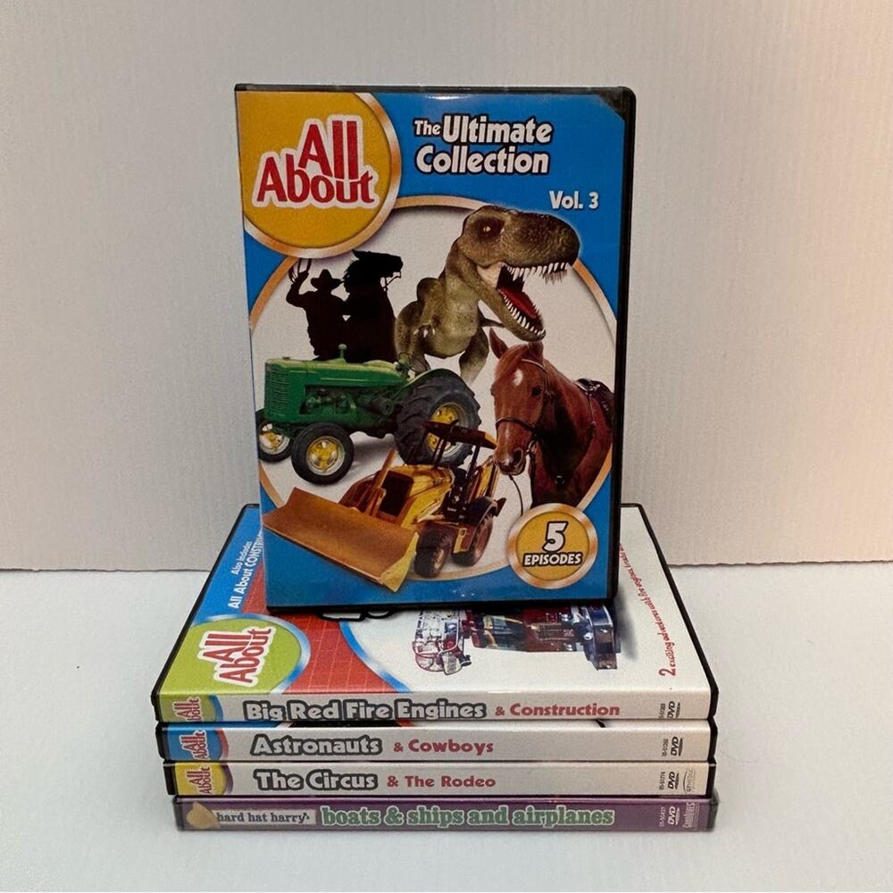 5 DVD Hard Hat Harry All About Astronaut Cowboy Circus Dinosaur Kids Educational